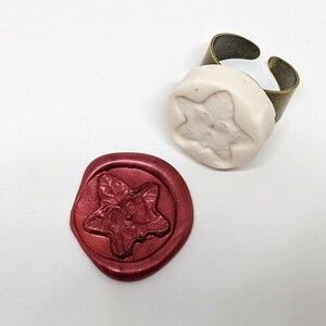Greenman Wax Seal Signet Ring handmade vitrified porcelain in silver or bronze sealing wax adjustable size Leaf Face Tree Spirit by TursiArt