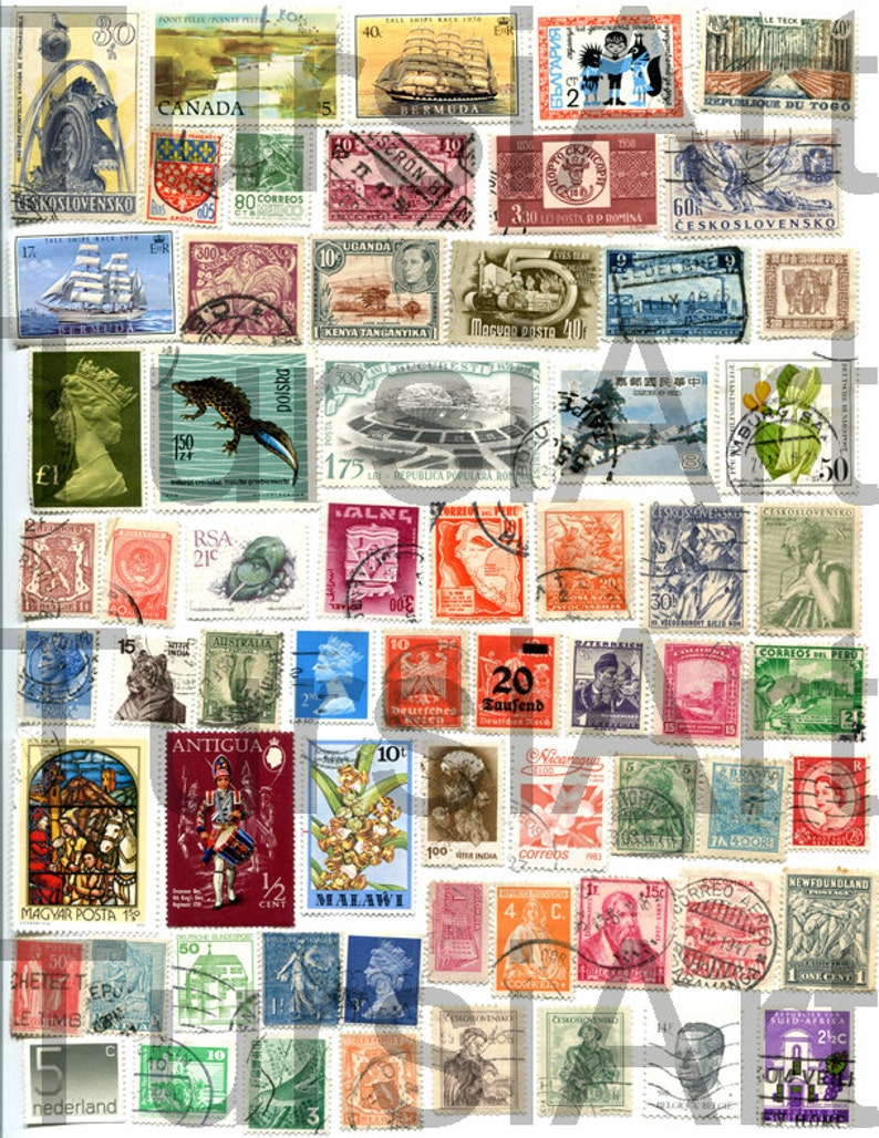 200 Postage Stamps from around the World Digital Download Etsy