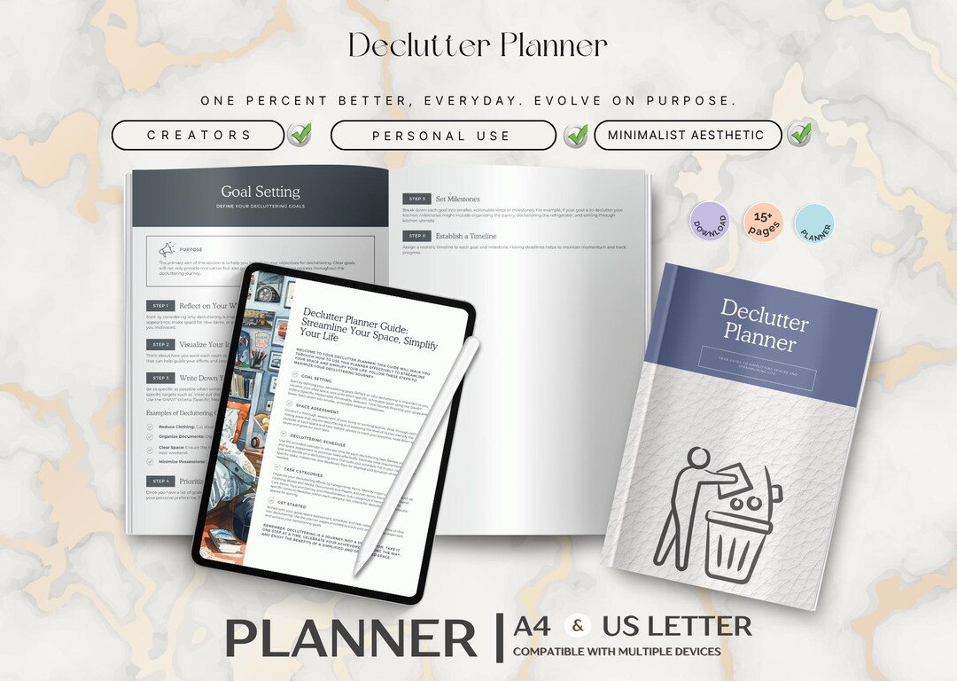 Declutter Planner, Printable Home Organization Checklist, Minimalist ...
