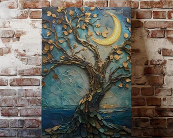 Tree of Life Oil Painting Style Print: Abstract Boho Wall Art (Digital Download)