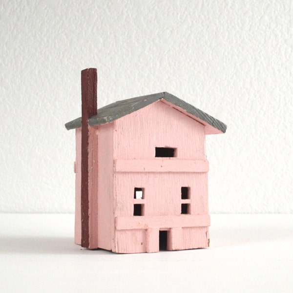 handmade wooden pink house