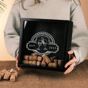 Personalized Wine Cork Collector, Wine Lover Gift, Custom Shadow Box Display, Wedding Gift Keepsake, Anniversary Gift, Home Décor Box