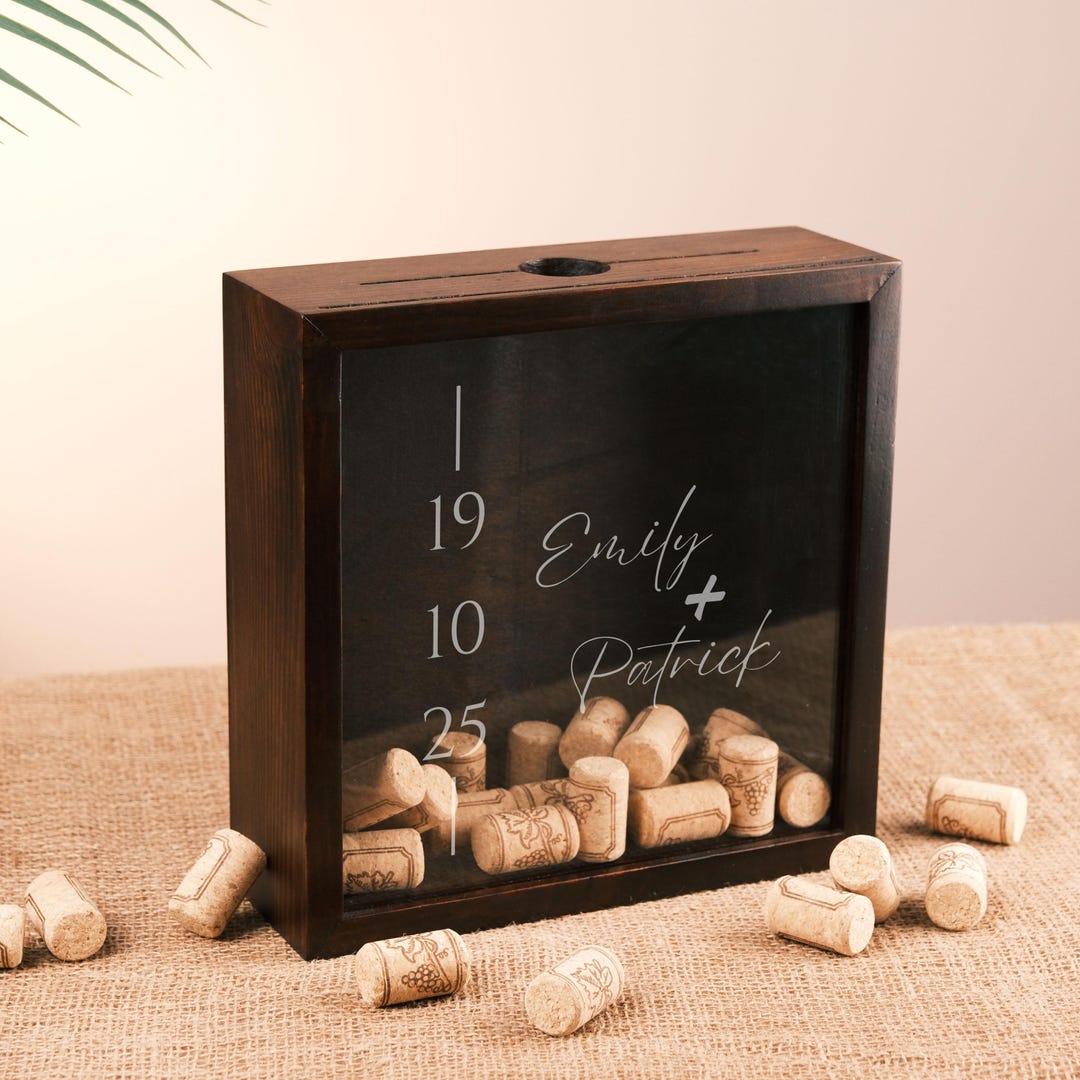 Wine Cork Holder, Rustic Wooden Wine Cork Holder, Personalized Shadow ...