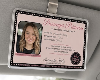 Custom Passenger Princess Car Visor Clip, Car Accessories Owner Gift for Boyfriend, Girl Friend Photo Car visor, Car Decor Gift for Husband