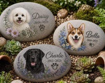 Custom Pet Memorial Garden Stone, Personalized Dog Cat Remembrance Rock, Pet Loss Sympathy Gift, Faithful Companion Keepsake