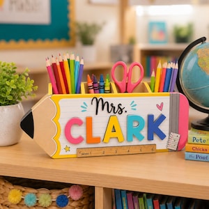 Personlig pennhållare för lärare, anpassad pennhållare för lärare, present till uppskattning av lärare, dekoration för klassrum tillbaka till skolan bild 1