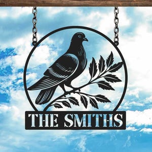 Custom Pigeon Peace Bird Metal Wall Art LED Light, Personalized Dove Pet Name Sign,  Dove Art, Dove Decor, Dove Lover Gift