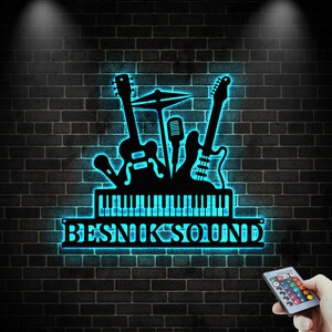 Custom Musical Instruments Metal Wall Art With Led Lights,  Music Room Sign, Musician Gift, Music Studio Wall Decor Sign,Musician Gift