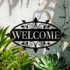 Custom Wellcome Name Sign,Personalized Last Name Sign,Metal Wall Sign, Family Metal Name Sign, Family Metal Art