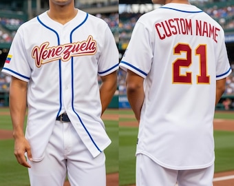 Camiseta de béisbol de Venezuela personalizada, camiseta de aficionado personalizada, nombre y número personalizados.