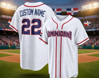 Camiseta de béisbol personalizada de la República Dominicana, nombre y número personalizados, Heritage Apparel