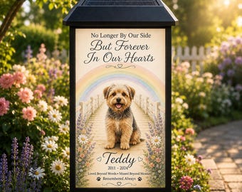 Custom Pet Memorial Solar Light with Photo, Personalized Dog Cat Loss Gift, Remembrance Garden Stake, In Loving Memory Puppy Pathway Lamp