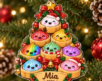 Personalized Dumpling Christmas Ornament, Custom Name Foodie Gift, Cute Dim Sum Ornament, Kawaii Holiday Keepsake 2026