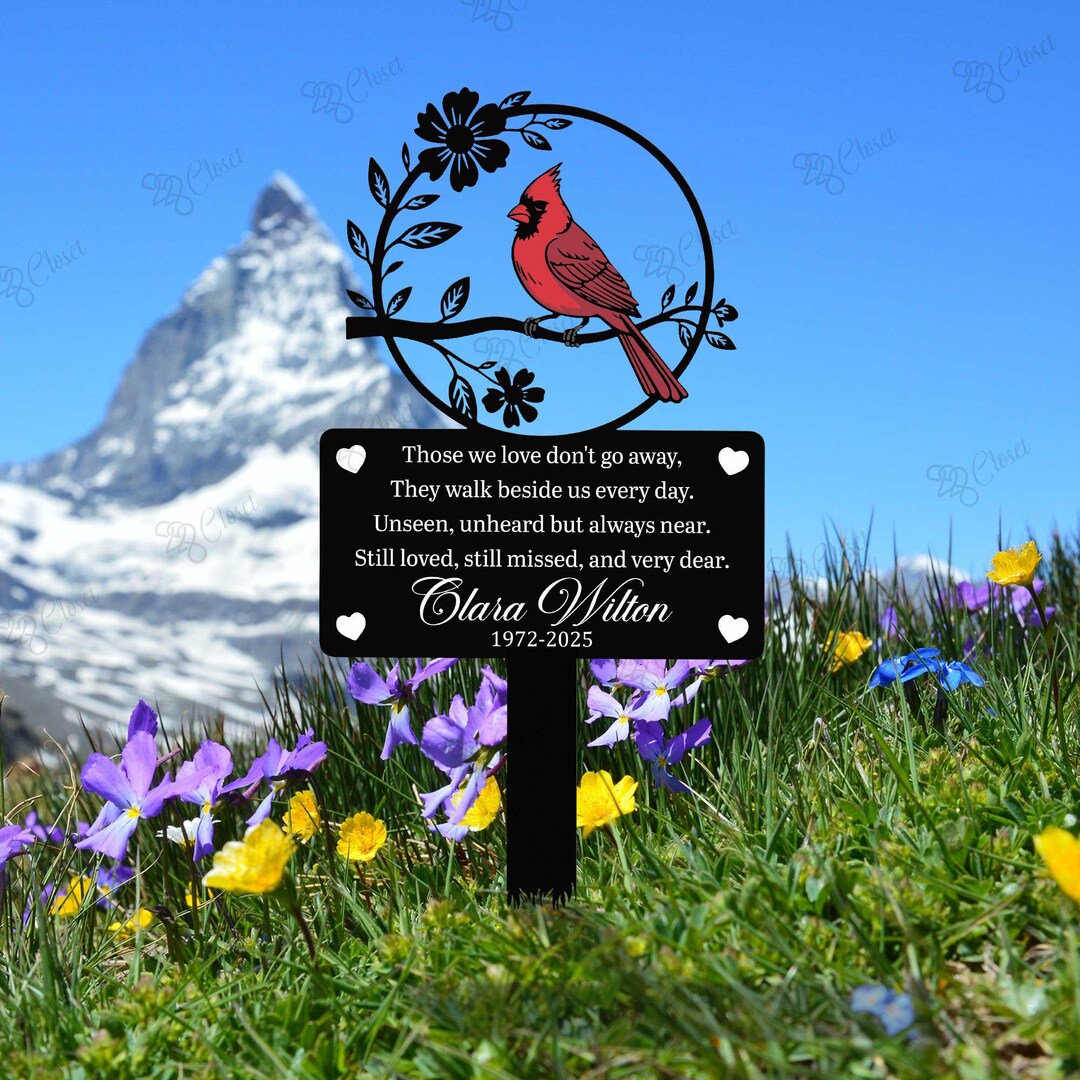 Custom Cardinal Memorial Cross Sign, Cardinal Memorial, Grave Cross ...