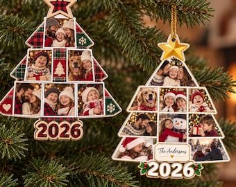 Personalized Photo Christmas Tree Ornament, Custom Family Picture Keepsake, Christmas Gift for Parents, Holiday Tree Decor