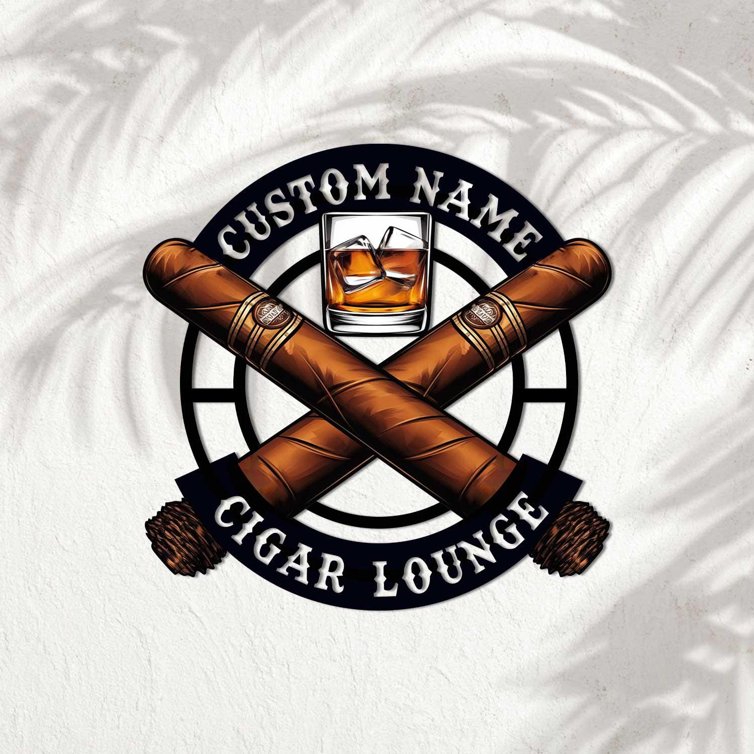 Custom Cigar Lounge Metal Wall Art LED Light, Personalized Smoking Cigar Name Sign, Cigar Shop Decor, Home Decor, Smoker Man Cave Decor