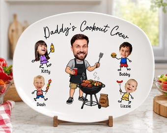 Plancha personalizada para barbacoa, con nombres familiares personalizados, regalo para el Día del Padre.