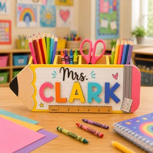 Personlig pennhållare för lärare, anpassad pennhållare för lärare, present till uppskattning av lärare, dekoration för klassrum tillbaka till skolan bild 2