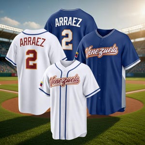 Camiseta de béisbol personalizada de Arraez Venezuela, camiseta con nombre y número personalizados, uniforme para aficionados.