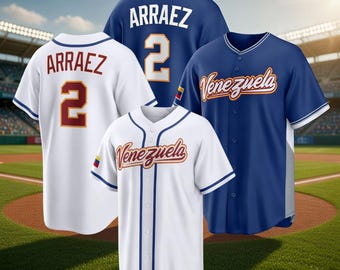 Camiseta de béisbol personalizada de Arraez Venezuela, camiseta con nombre y número personalizados, uniforme para aficionados.