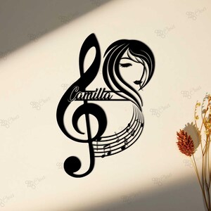 Personalized Music Note Wall Decor,Music Lover Wall Art, Music Room Metal Name Art, Metal Art for Music Lovers