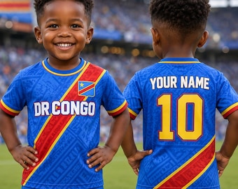 Personlig DR Kongo barnfotbollströja Anpassat namnnummer