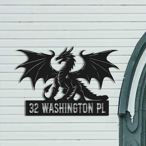 Custom Dragon Address Sign  Dragon Metal Sign -Dragon House Number Sign -Personalized Outdoor Metal Art- Dragon Address Sign - Dragon Sign