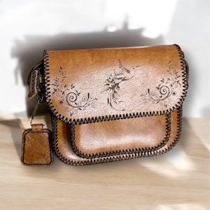 Bolso bandolera de piel natural hecho a mano para mujer, Cosido a mano, Cartera de piel, Monederos de inspiración vintage, Bolso bandolera imprescindible para el día a día.
