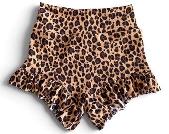 Leopard print bummies, shorts, high waisted bummies, toddler bummies