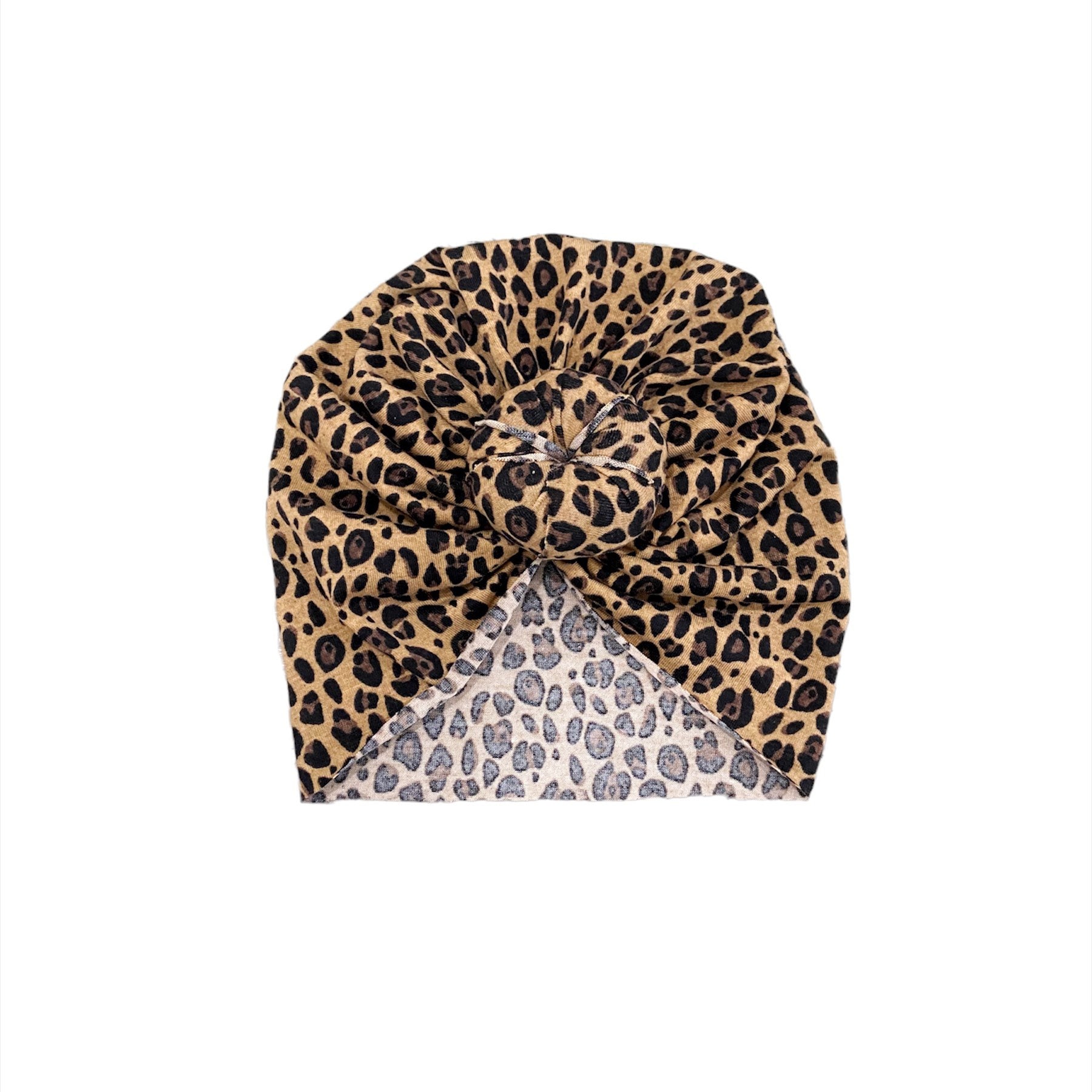 Leopard Print Turban Head Wrap Hat Polyester KISS Colors & Care Pre-Tied Turban Top Knot - LEOPARD – KISS USA main image 2