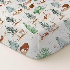 Fitted crib sheet, woodland crib sheet, baby bedding, crib sheets, woodland theme, woodland bedroom