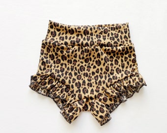 Leopard print bummies, shorts, high waisted bummies, toddler bummies