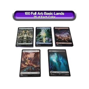 100 Full Art Basic Lands Mtg 20 of Each Color! Magic The Gathering Bulk Lot Mana