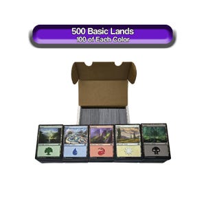 500 Basic Lands Mtg - 100 of Each Color! Magic The Gathering Bulk Lot Set Mana