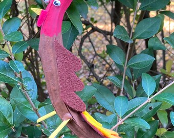 Okra Turkey, whimsical ornament, funny funky bird, natural gift, handmade ornament, thanksgiving decor