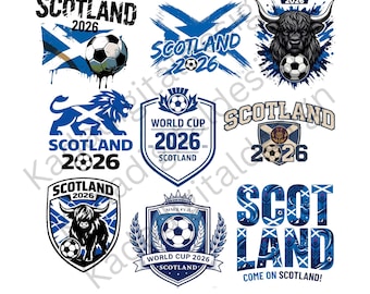 Scotland 2026 Soccer SVG Bundle , Scotland 2026 svg, Scotland Football Fan PNG, Highland Bull Lion Mascot Cricut Cut File Shirt Design,
