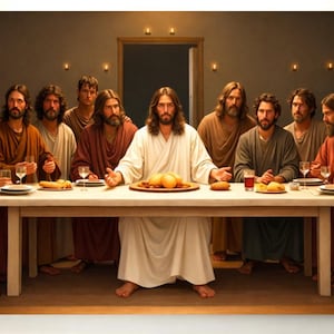 The Last Supper Wall Art, Last Supper Wall Art, Jesus Wall Art, Printable Christian Artwork Jesus Twelve Disciples, Oil Painting Art Print