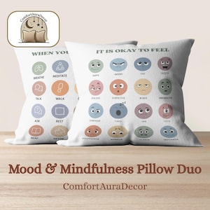 Juego de fundas de almohada de mindfulness de 45 x 45 cm, dúo relajante para rincones, decoración para el autocuidado y la meditación