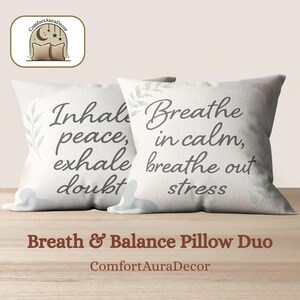 Dúo de fundas de almohada Mindfulness de 45 x 45 cm para el bienestar mental: perfectas para el salón y el espacio de meditación.