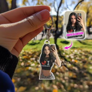 Custom Photo Keychain, Family Photo Keychain, Custom Acrylic Charm, Gift for Her, Valentine Gift, Dog Keychain, Pet Photo, Couple Keychain