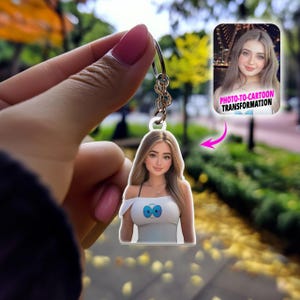 Custom Photo Keychain, Family Photo Keychain, Custom Acrylic Charm, Gift for Her, Valentine Gift, Dog Keychain, Pet Photo, Couple Keychain