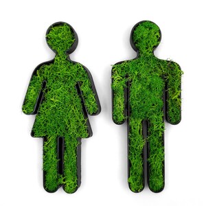Targhetta per porta con muschio per WC, targhetta per WC, targhetta per WC, autoadesiva per WC per ospiti, immagine con muschio maschile, idea regalo