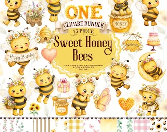 Hummel-Clipart-Bundle, Honigbienen-Babyparty, Hummel-Geburtstags-PNG für Kinderzimmerdekoration (Digitaler Download)
