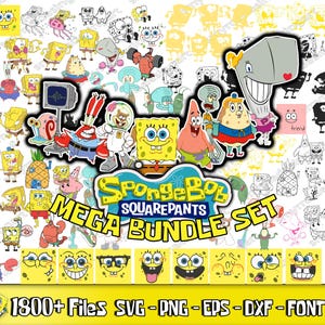 1800+ Dateien Sponge SVG Png Dxf Eps Bundle, Schnittdateien, Cricut, Silhouette, Geburtstag svg, Bob Png, Bundle, Kinder Design