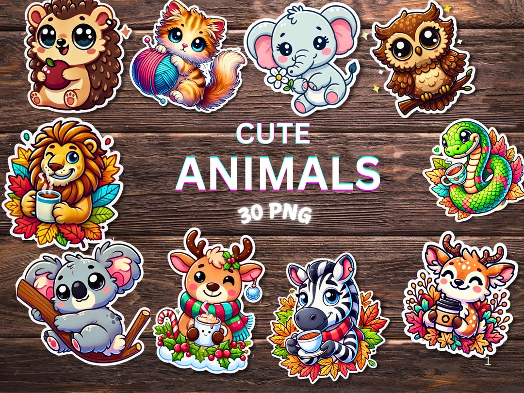 30 Printable Digital Sticker Bundle | PNG File Pack for DIY Projects ...