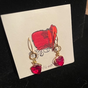 Small heart earrings with 14k gold