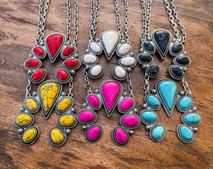 Western Hot Pink Squash Blossom Necklace Etsy