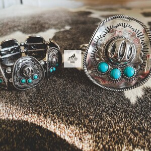 Big Western Cowboy Hat Cuff Bracelet, Turquoise and Silver Sombrero Bracelet, Southwestern Jewelry, Statement Jewelry, Silver Aztec Jewelry image 7