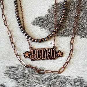 3 Layer Copper Rodeo Bar Necklace, Triple Layer Western Necklace, Western Jewelry, Punchy Cowgirl Mode, Turquoise Necklace, NFR Style