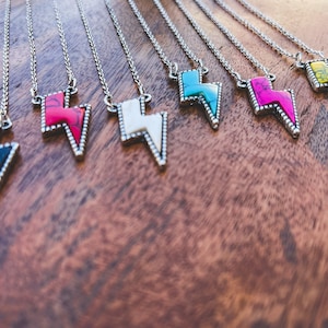 Western Jewelry Lightning Bolt Necklace| Comes in Turquoise, White, Red, Hot Pink, Black and Yellow
